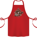 A Steampunk Fish Cotton Apron 100% Organic Red
