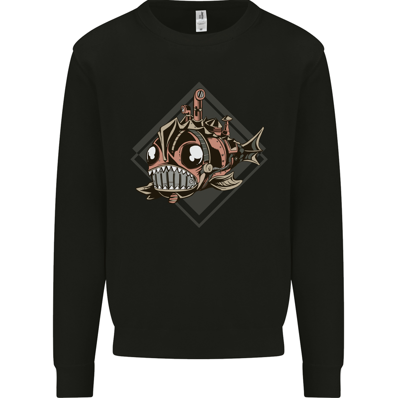 A Steampunk Fish Kids Sweatshirt Jumper Black