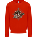 A Steampunk Fish Kids Sweatshirt Jumper Bright Red