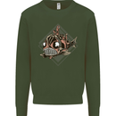 A Steampunk Fish Kids Sweatshirt Jumper Forest Green