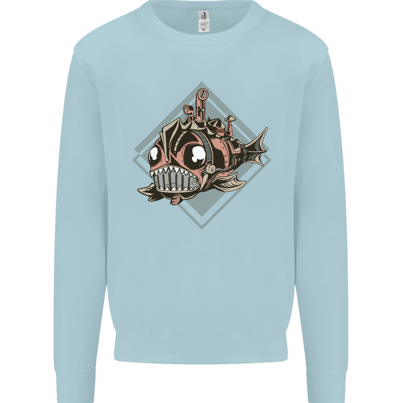 A Steampunk Fish Kids Sweatshirt Jumper Light Blue