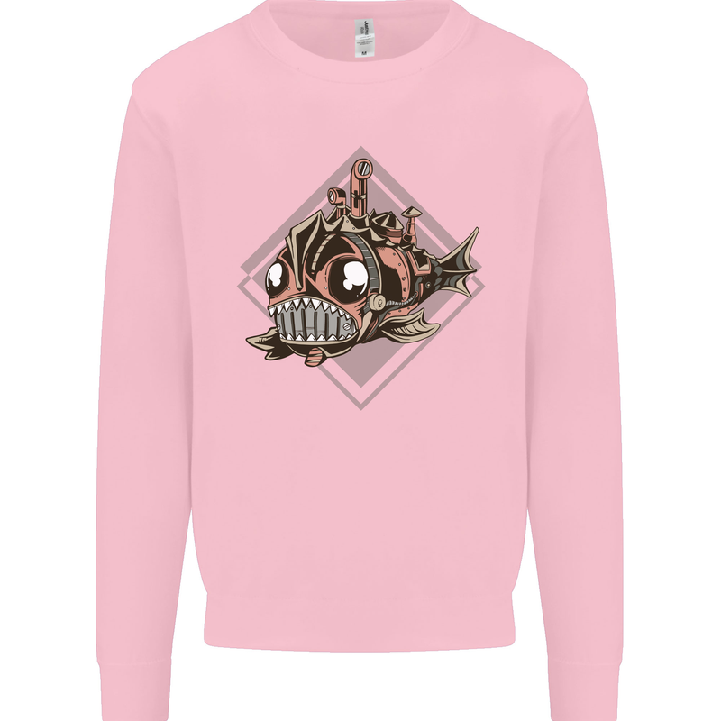 A Steampunk Fish Kids Sweatshirt Jumper Light Pink