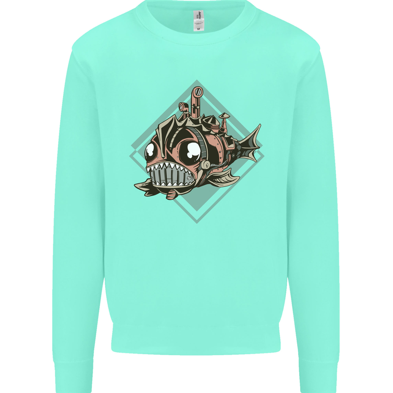 A Steampunk Fish Kids Sweatshirt Jumper Peppermint