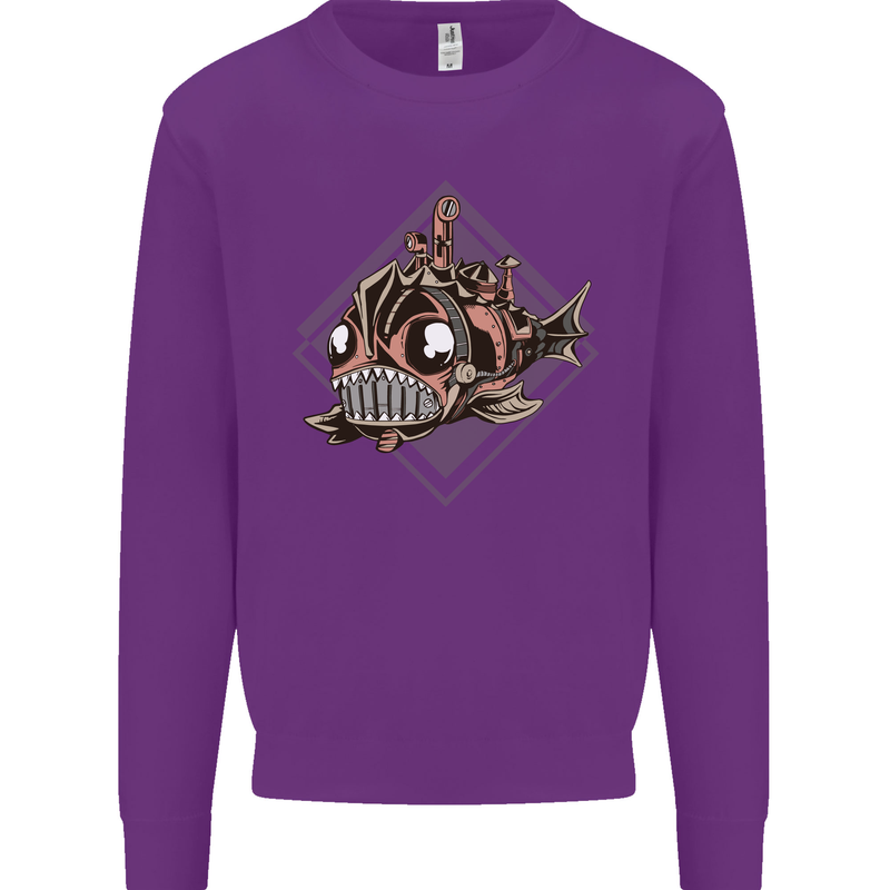 A Steampunk Fish Kids Sweatshirt Jumper Purple