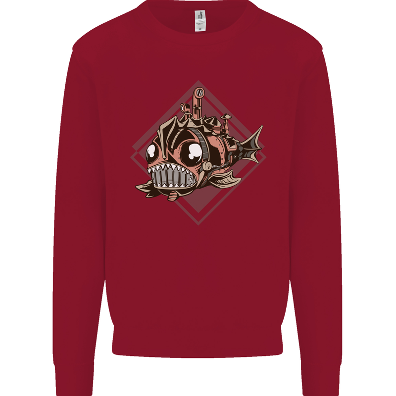 A Steampunk Fish Kids Sweatshirt Jumper Red