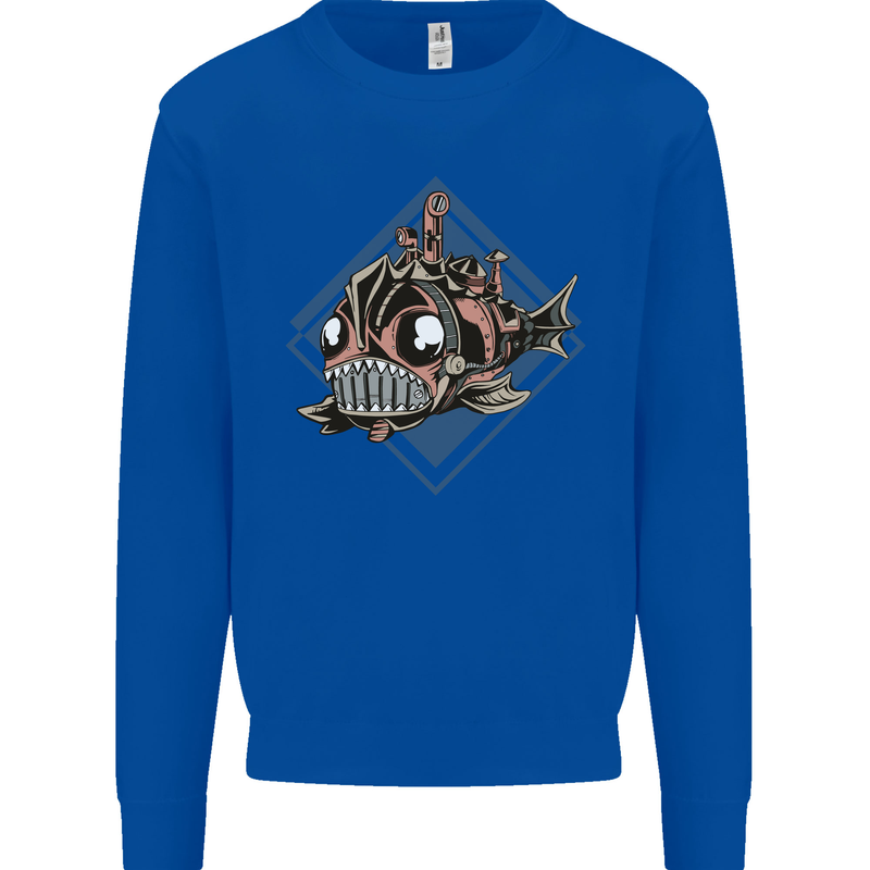 A Steampunk Fish Kids Sweatshirt Jumper Royal Blue