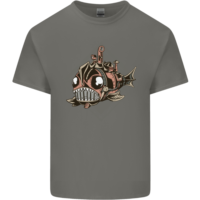 A Steampunk Fish Kids T-Shirt Childrens Charcoal