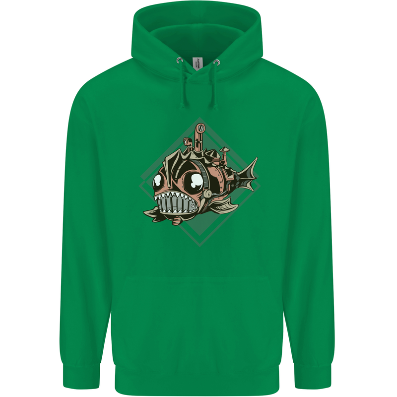 A Steampunk Fish Mens 80% Cotton Hoodie Irish Green