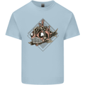 A Steampunk Fish Mens Cotton T-Shirt Tee Top Light Blue