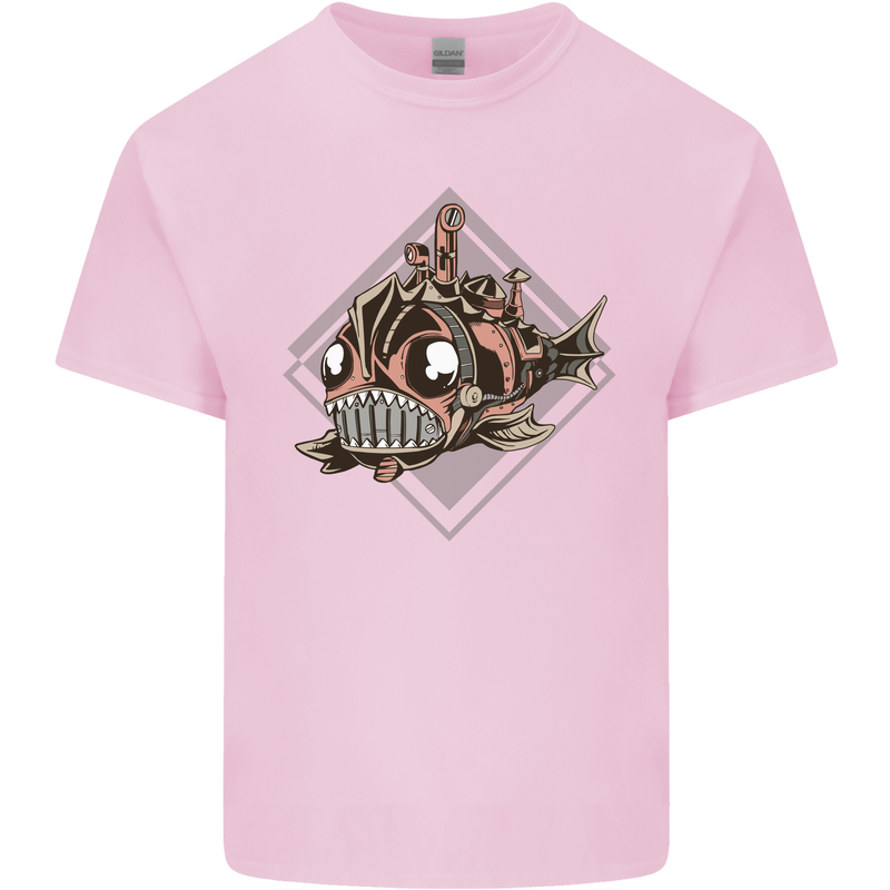 A Steampunk Fish Mens Cotton T-Shirt Tee Top Light Pink