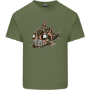 A Steampunk Fish Mens Cotton T-Shirt Tee Top Military Green