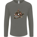 A Steampunk Fish Mens Long Sleeve T-Shirt Charcoal