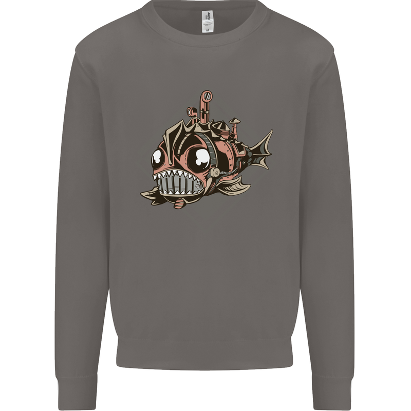 A Steampunk Fish Mens Sweatshirt Jumper Charcoal