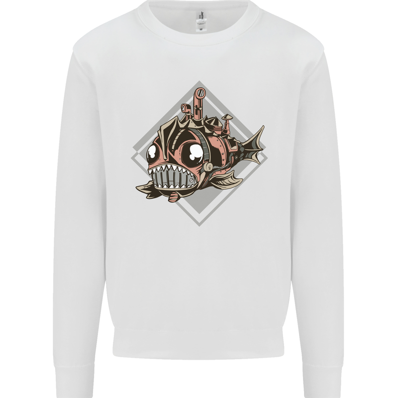 A Steampunk Fish Mens Sweatshirt Jumper White