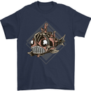A Steampunk Fish Mens T-Shirt 100% Cotton Navy Blue