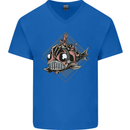 A Steampunk Fish Mens V-Neck Cotton T-Shirt Royal Blue