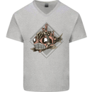 A Steampunk Fish Mens V-Neck Cotton T-Shirt Sports Grey