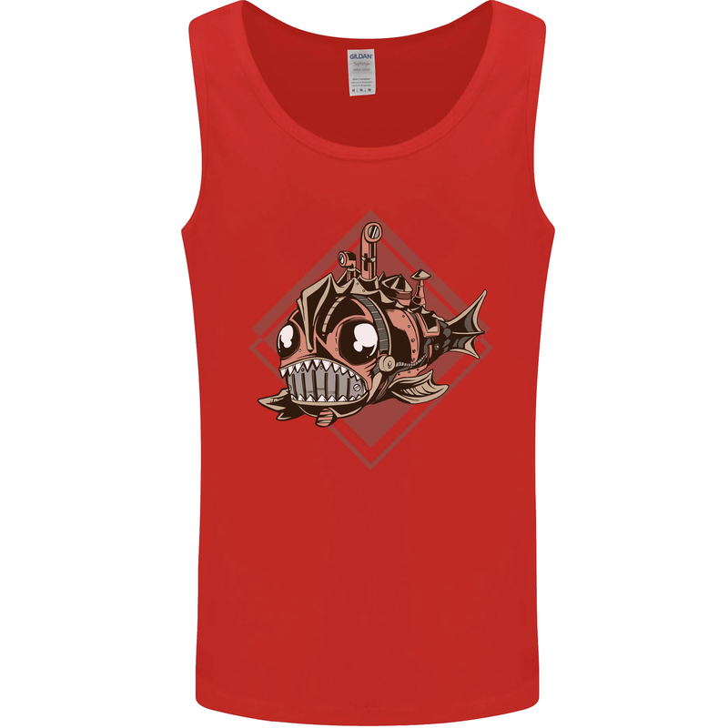 A Steampunk Fish Mens Vest Tank Top Red