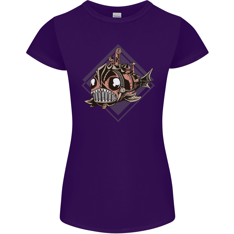 A Steampunk Fish Womens Petite Cut T-Shirt Purple