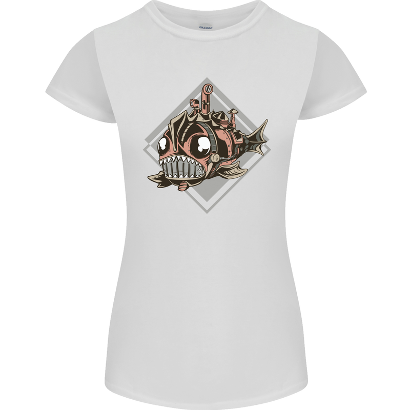 A Steampunk Fish Womens Petite Cut T-Shirt White