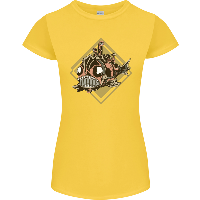 A Steampunk Fish Womens Petite Cut T-Shirt Yellow