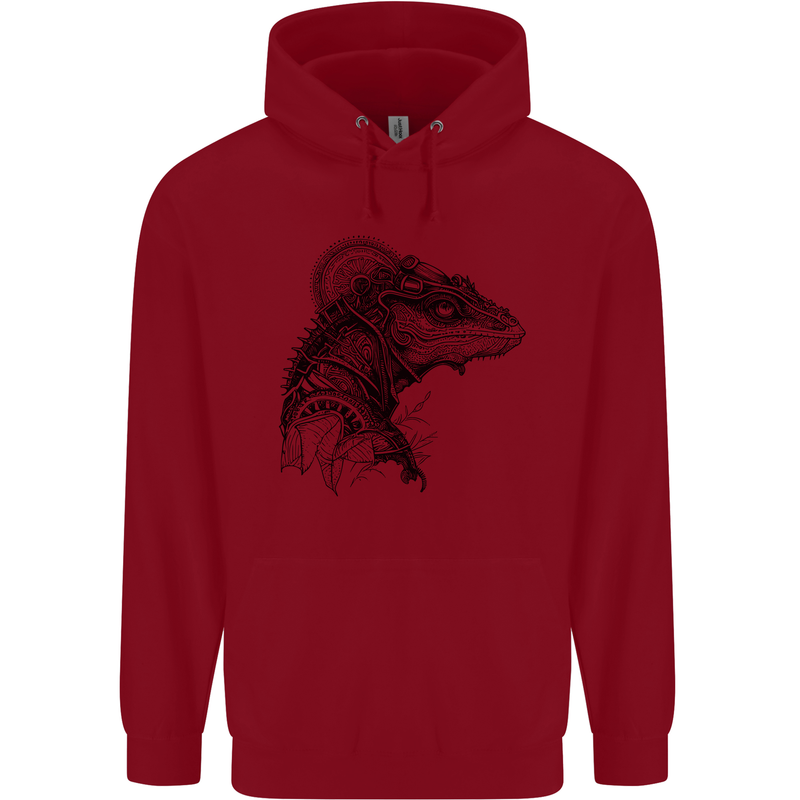 A Steampunk Iguana Lizard Reptiles Childrens Kids Hoodie Red