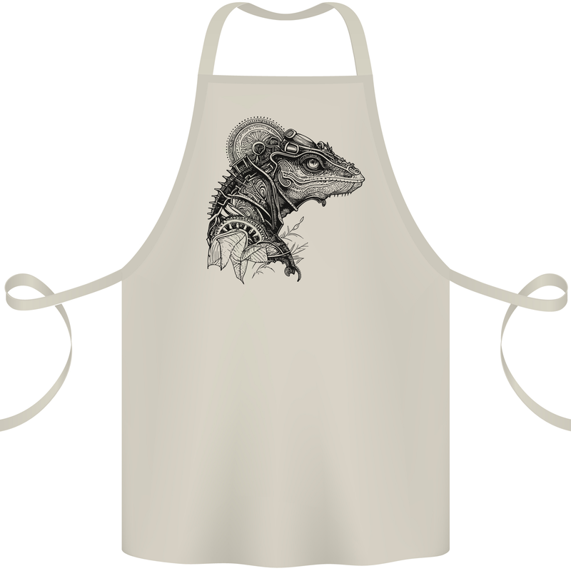 A Steampunk Iguana Lizard Reptiles Cotton Apron 100% Organic Natural