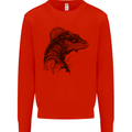 A Steampunk Iguana Lizard Reptiles Kids Sweatshirt Jumper Bright Red