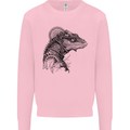 A Steampunk Iguana Lizard Reptiles Kids Sweatshirt Jumper Light Pink
