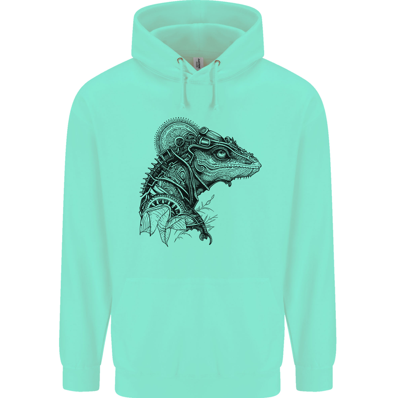 A Steampunk Iguana Lizard Reptiles Mens 80% Cotton Hoodie Peppermint