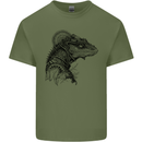 A Steampunk Iguana Lizard Reptiles Mens Cotton T-Shirt Tee Top Military Green