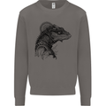 A Steampunk Iguana Lizard Reptiles Mens Sweatshirt Jumper Charcoal