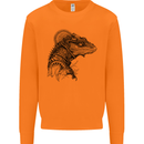 A Steampunk Iguana Lizard Reptiles Mens Sweatshirt Jumper Orange
