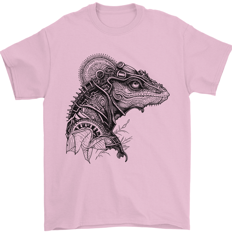 A Steampunk Iguana Lizard Reptiles Mens T-Shirt 100% Cotton Light Pink