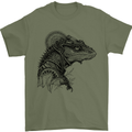 A Steampunk Iguana Lizard Reptiles Mens T-Shirt 100% Cotton Military Green