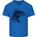 A Steampunk Iguana Lizard Reptiles Mens V-Neck Cotton T-Shirt Royal Blue
