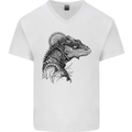 A Steampunk Iguana Lizard Reptiles Mens V-Neck Cotton T-Shirt White