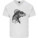 A Steampunk Iguana Lizard Reptiles Mens V-Neck Cotton T-Shirt White