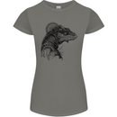 A Steampunk Iguana Lizard Reptiles Womens Petite Cut T-Shirt Charcoal