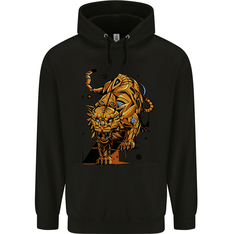 A Steampunk Lion Mens 80% Cotton Hoodie Black