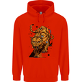 A Steampunk Lion Mens 80% Cotton Hoodie Bright Red