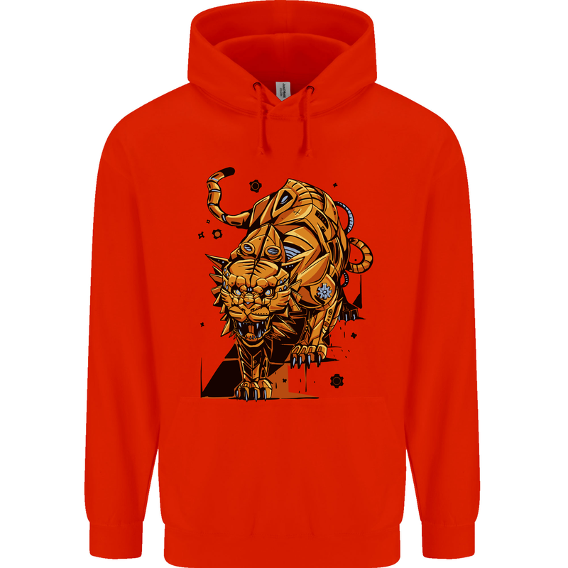 A Steampunk Lion Mens 80% Cotton Hoodie Bright Red
