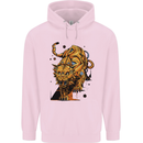 A Steampunk Lion Mens 80% Cotton Hoodie Light Pink