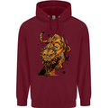 A Steampunk Lion Mens 80% Cotton Hoodie Maroon