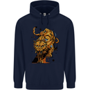 A Steampunk Lion Mens 80% Cotton Hoodie Navy Blue