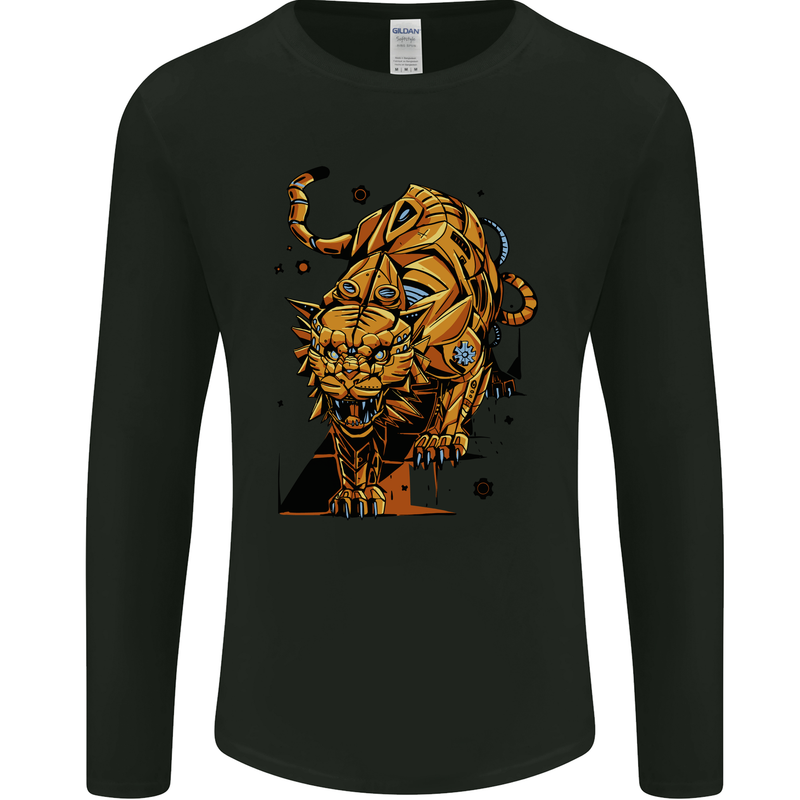 A Steampunk Lion Mens Long Sleeve T-Shirt Black