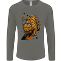 A Steampunk Lion Mens Long Sleeve T-Shirt Charcoal