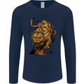 A Steampunk Lion Mens Long Sleeve T-Shirt Navy Blue