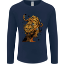 A Steampunk Lion Mens Long Sleeve T-Shirt Navy Blue