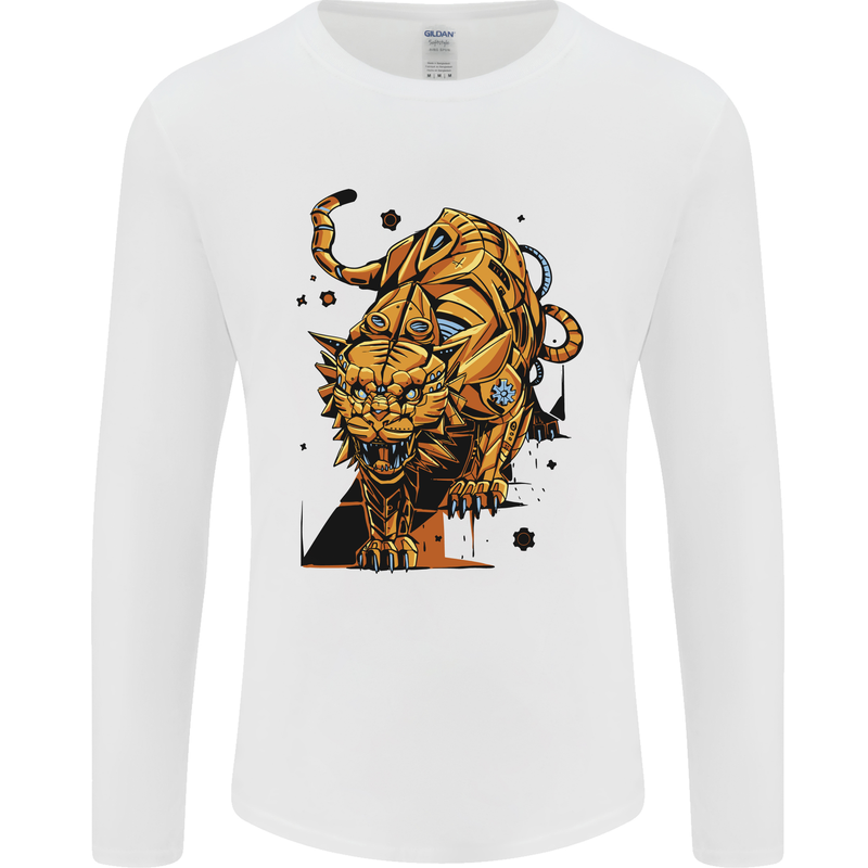 A Steampunk Lion Mens Long Sleeve T-Shirt White